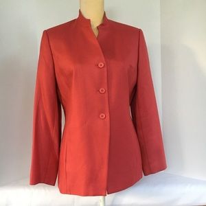 Talbots Petites Bright Coral Silk Blazer Size 8